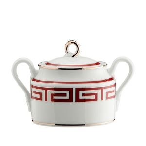 Ginori Labirinto Scarlet Sugar Bowl w / Cover - 5.25"